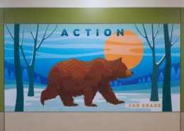 Barnett Elementary wall panel,2nd Grade, Bear with the word "action"