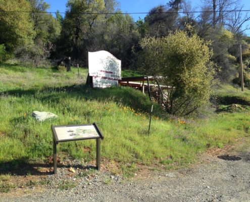 Whiskeytown NRA road side interpretive panels and old blacksmith shop