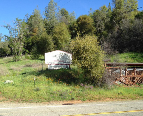 Whiskeytown NRA road side interpretive panels and old blacksmith shop