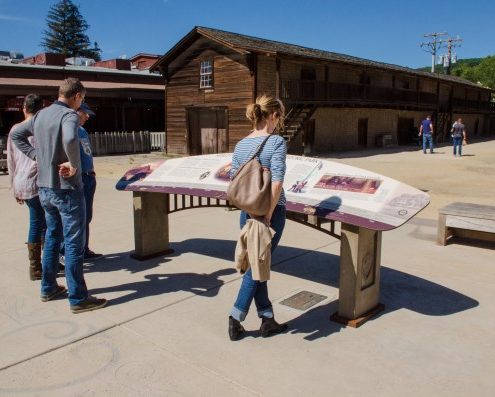 Outdoor Information Graphic Sign with People at Sonoma State Park
