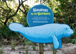 Florida Beach Resort Manatee shaped intepretive panel