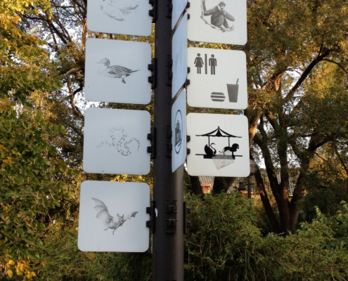 Zoo Wayfinding sign with pictograms