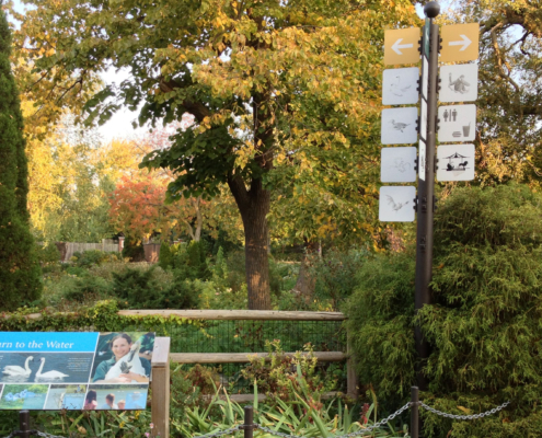 Zoo Scene with wayfinding and animal identity sign