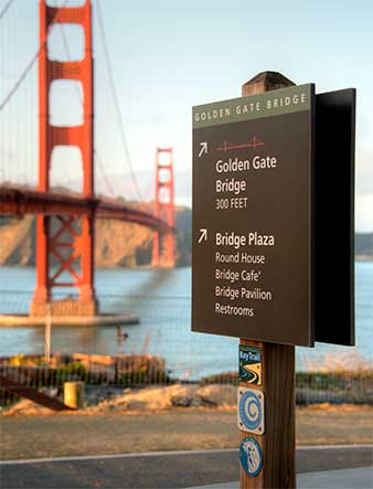 Outdoor Wayfinding Sign at Golden Gate Bridge
